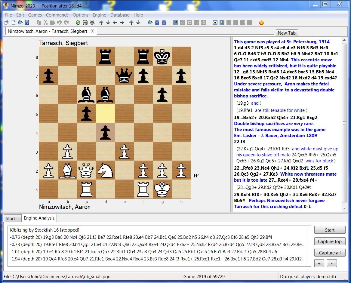 Screenshot of Nimzo 2023 Chess GUI program